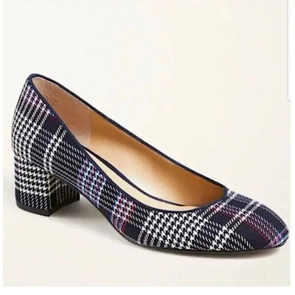 Ann Taylor New Pumps Plaid Print Block Heel Preppy Academia Office - Picture 2 of 13